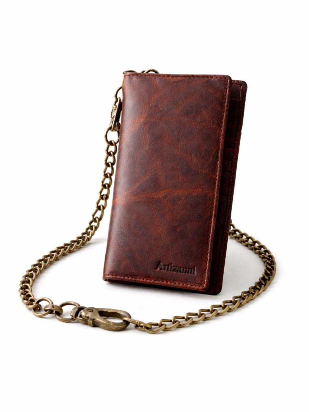 Biker Wallet  Bifold Wallet for Men and Women, Long Natural Full Grain Handmade